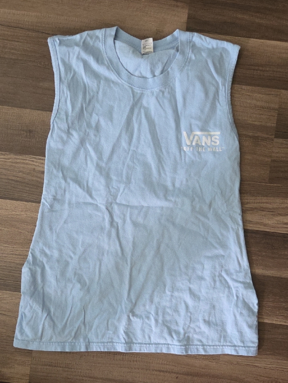 Vans Pale Blue Sleeveless Tank with White Logo Size XL